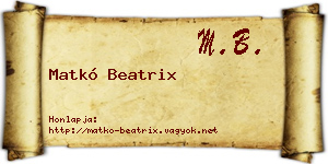 Matkó Beatrix névjegykártya